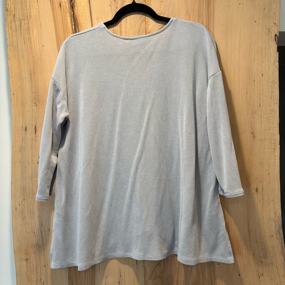 .Jill Pure Jill sand-washed knit top in gray with a V-neck and 3/4 sleeves S - Picture 6 of 7